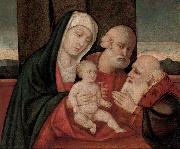 Giovanni Bellini La Sacra Famiglia con un santo oil painting on canvas